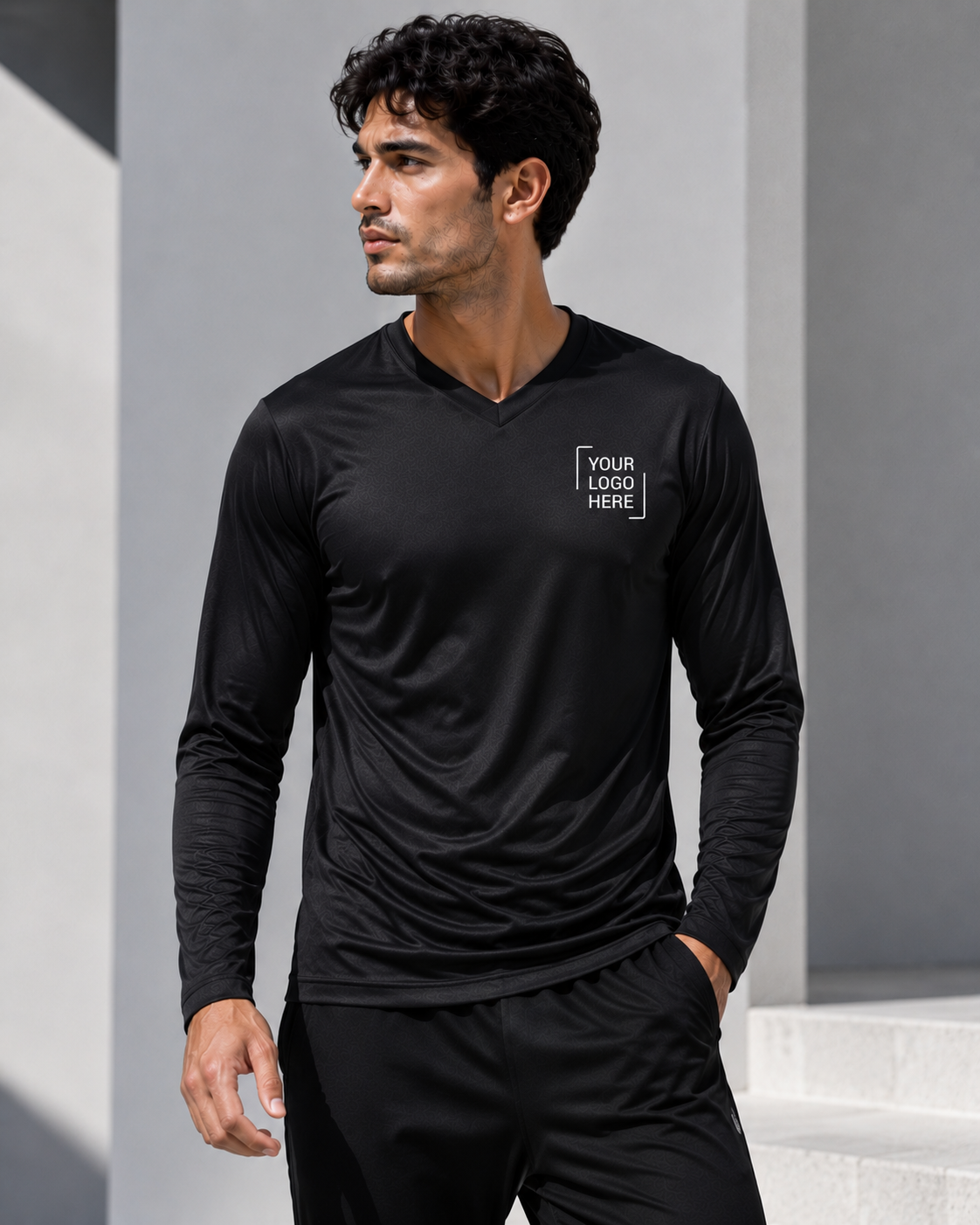V Neck T-shirt Long Sleeves
