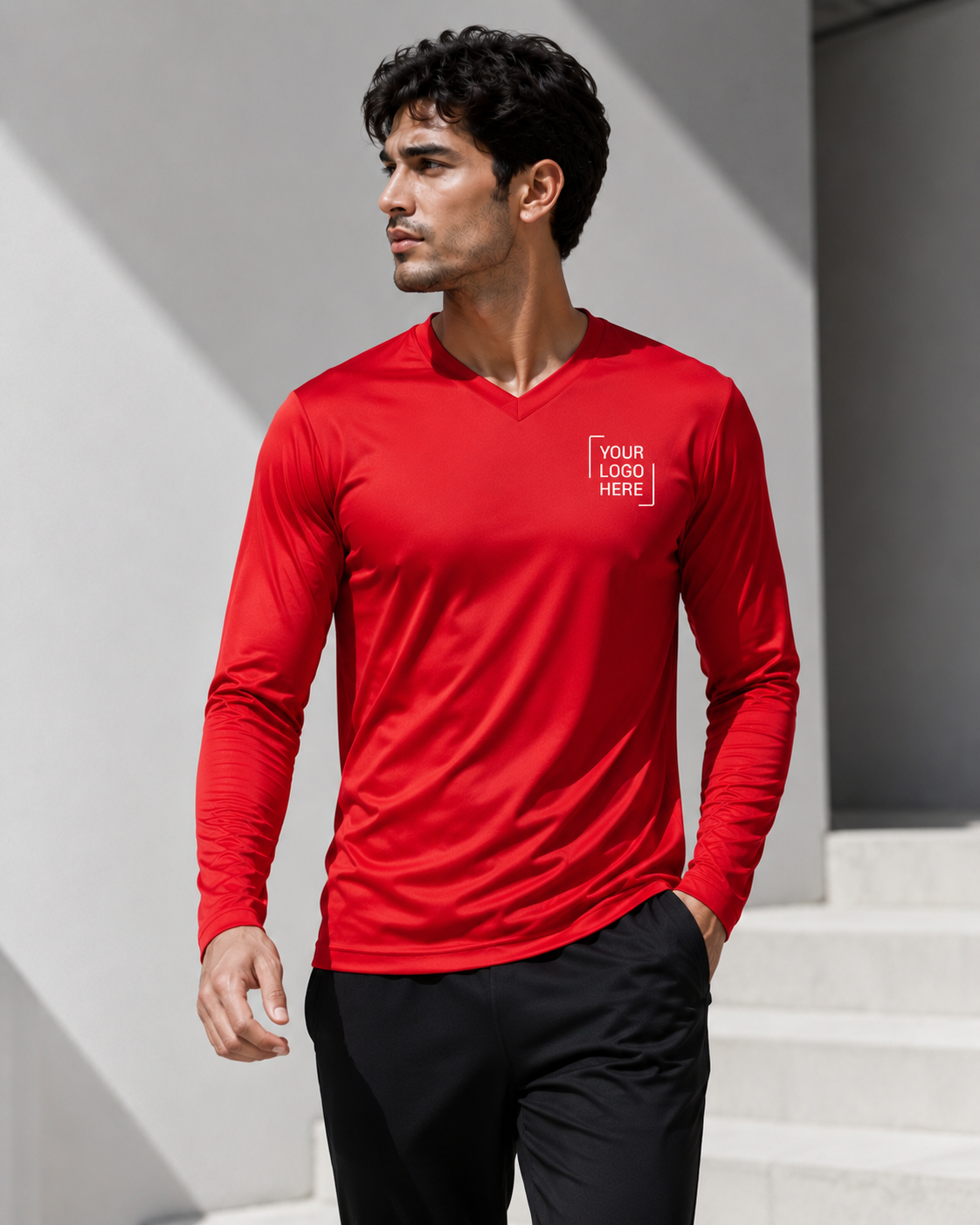 V Neck T-shirt Long Sleeves